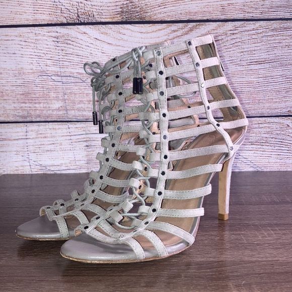 Women’s Joie Gray Strappy Heels Size 7.5 - Picture 4 of 11